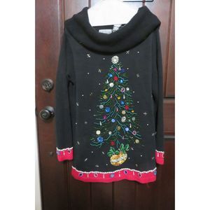 VINTAGE 90'S BP DESIGN FANCY CHRISTMAS SWEATER COWL NECK  SZ M